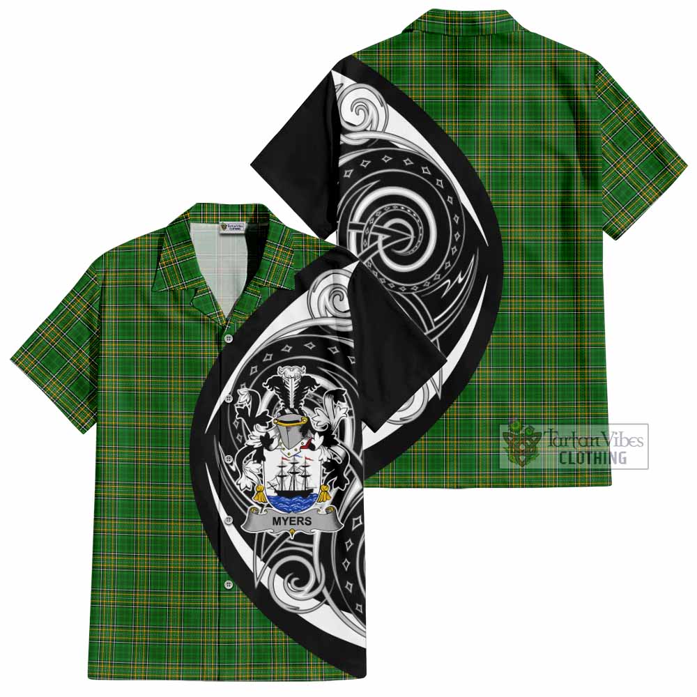 Tartan Vibes Clothing Myers Irish Clan Short Sleeve Button Shirt Celtic Circle Style