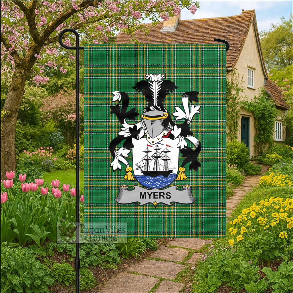 Myers Irish Clan Tartan Flag with Coat of Arms