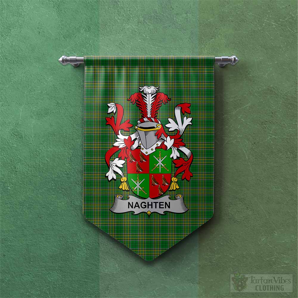 Tartan Vibes Clothing Naghten Irish Clan Tartan Gonfalon, Tartan Banner with Coat of Arms