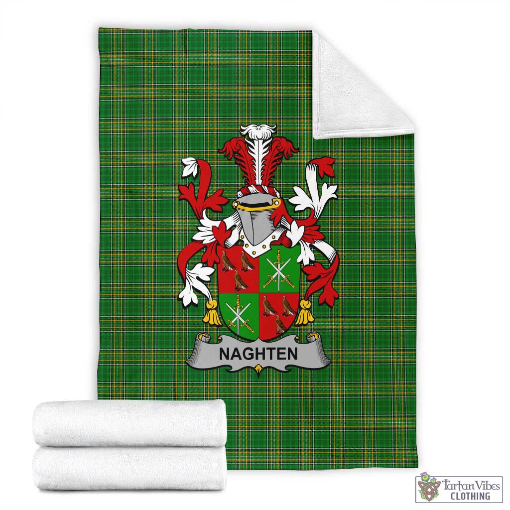 Naghten Irish Clan Tartan Blanket with Coat of Arms X-Large 59 x 79 inches 150 x 200 cm - Tartan Vibes Clothing