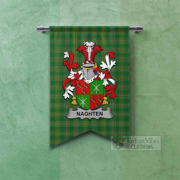 Naghten Irish Clan Tartan Gonfalon, Tartan Banner with Coat of Arms