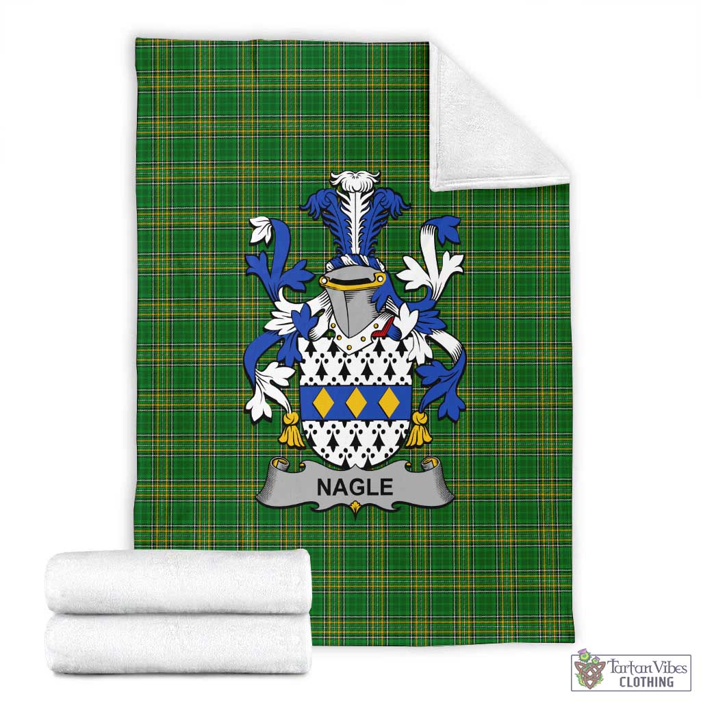 Tartan Vibes Clothing Nagle Irish Clan Tartan Blanket with Coat of Arms