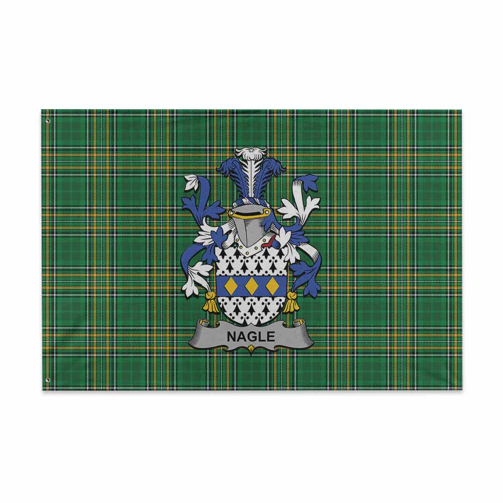 Tartan Vibes Clothing Nagle Irish Clan Tartan House Flag with Coat of Arms