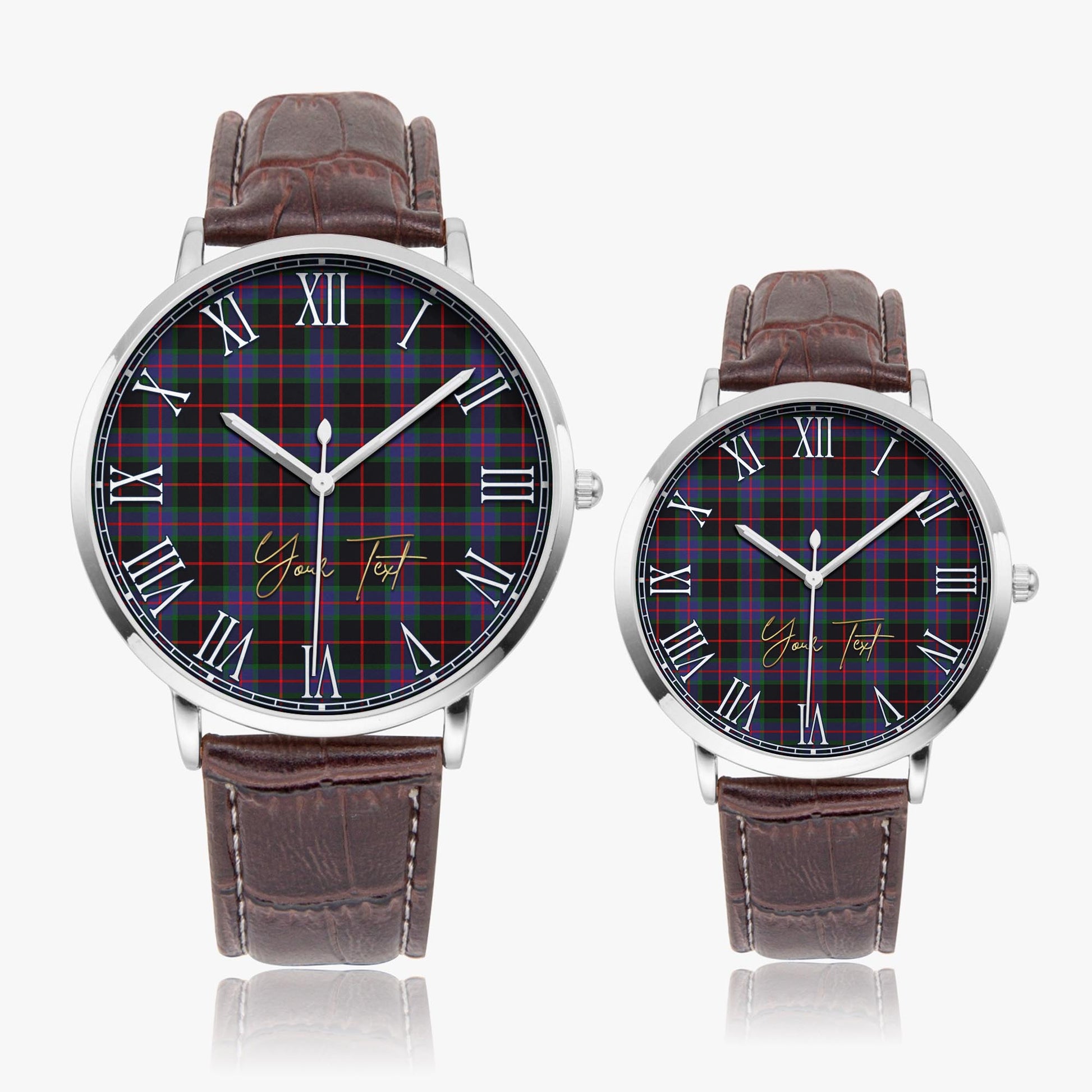 Nairn Tartan Personalized Your Text Leather Trap Quartz Watch - Tartan Vibes Clothing