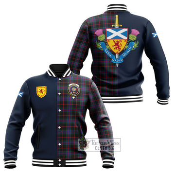 Nairn Tartan Baseball Jacket Alba with Scottish Lion Royal Arm Half Style Unisex - Tartan Vibes Clothing