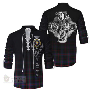 Nairn Tartan Ghillie Kilt Shirt Featuring Alba Gu Brath Family Crest Celtic Inspired Men - Tartan Vibes Clothing