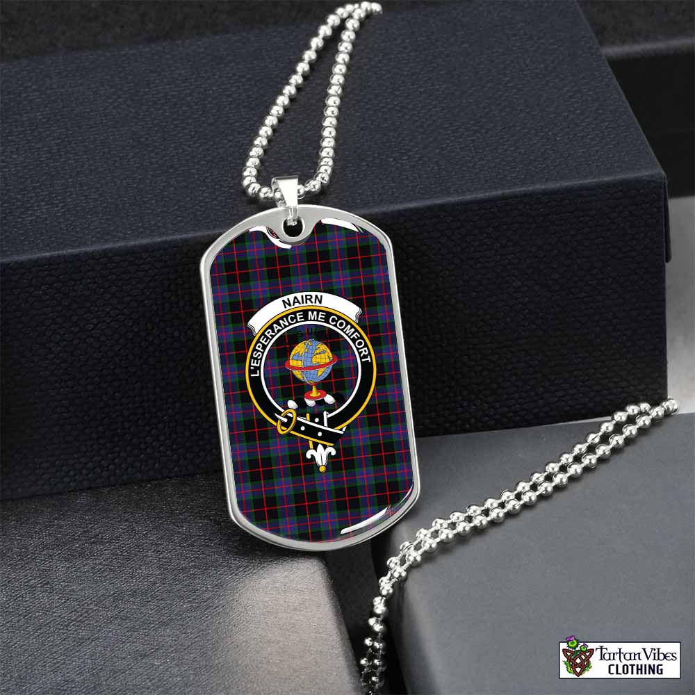 Nairn Tartan Dog Tag Necklace with Family Crest Silver No - Tartan Vibes Clothing