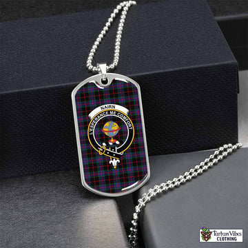 Tartan Vibes Clothing Nairn Tartan Dog Tag Necklace with Family Crest