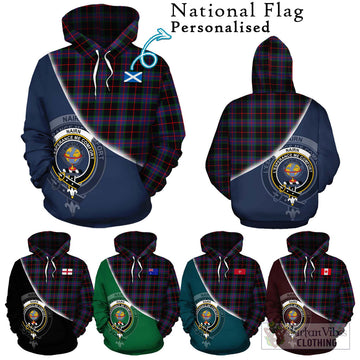 Nairn Tartan Hoodie with Personalised National Flag and Family Crest Half Style Zip Hoodie - Tartan Vibes Clothing