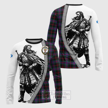 Nairn Tartan Clan Crest Long Sleeve T-Shirt with Highlander Warrior Celtic Style Unisex - Tartan Vibes Clothing