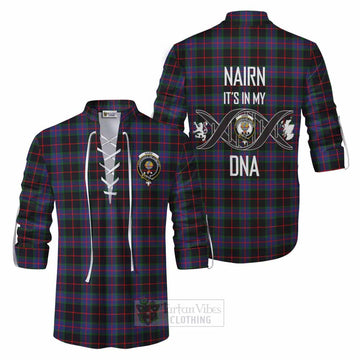 Nairn Tartan Ghillie Kilt Shirt with Family Crest DNA In Me Style Men - Tartan Vibes Clothing