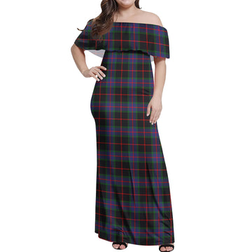 Nairn Tartan Off Shoulder Long Dress Women's Dress - Tartan Vibes Clothing