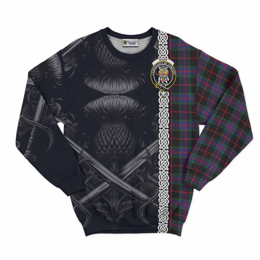 Nairn Tartan Sweatshirt with Family Crest Cross Sword Thistle Celtic Vibes Unisex - Tartan Vibes Clothing