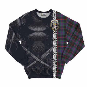 Nairn Tartan Sweatshirt with Family Crest Cross Sword Thistle Celtic Vibes Unisex - Tartan Vibes Clothing