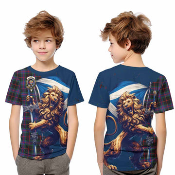 Nairn Tartan Family Crest Kid T-Shirt with Scottish Majestic Lion Youth XL Size14 - Tartan Vibes Clothing