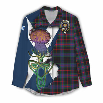 Tartan Vibes Clothing Nairn Tartan Family Crest Women's Casual Shirt Scottish Thistle Celtic Inspired