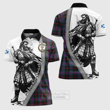 Nairn Tartan Clan Crest Women's Polo Shirt with Highlander Warrior Celtic Style Women - Tartan Vibes Clothing