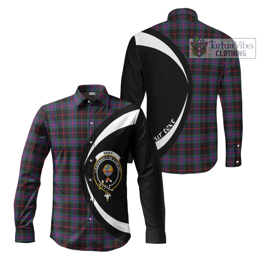 Nairn Tartan Long Sleeve Button Up with Family Crest Circle Style Men's Shirt S - Tartan Vibes Clothing