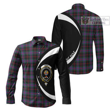 Nairn Tartan Long Sleeve Button Up with Family Crest Circle Style Men's Shirt S - Tartan Vibes Clothing