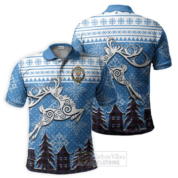 Tartan Vibes Clothing Nairn Clan Christmas Polo Shirt Celtic Reindeer Style
