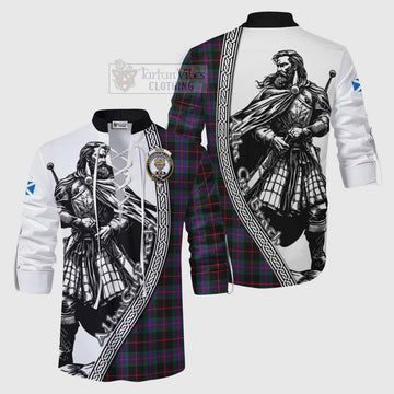Nairn Tartan Clan Crest Ghillie Kilt Shirt with Highlander Warrior Celtic Style Men - Tartan Vibes Clothing