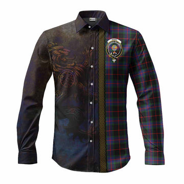 Nairn Tartan Family Crest Long Sleeve Button Shirt Alba Gu Brath Be Brave Lion Ancient Style Men's Shirt S - Tartan Vibes Clothing