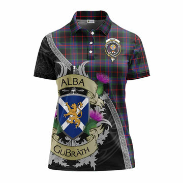 Nairn Tartan Family Crest Women's Polo Shirt Lion Rampant Royal Thistle Shield Celtic Inspired Women - Tartan Vibes Clothing