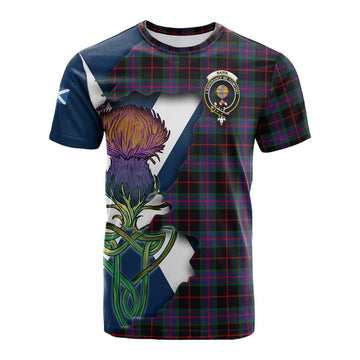 Tartan Vibes Clothing Nairn Tartan Family Crest Cotton T-shirt Scottish Thistle Celtic Inspired