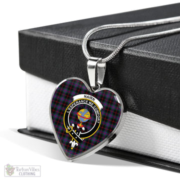 Nairn Tartan Heart Necklace with Family Crest Luxury Necklace (Silver) No - Tartan Vibes Clothing