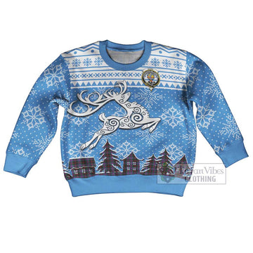 Nairn Clan Christmas Kid Ugly Sweater with Tartan and Celtic Reindeer Style Kid - Tartan Vibes Clothing