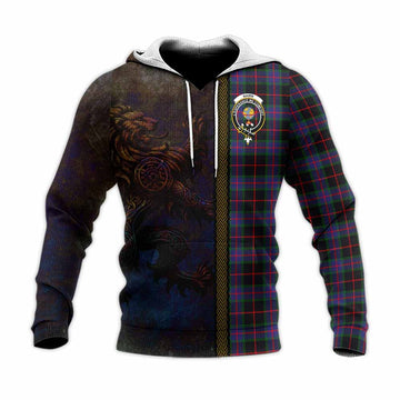 Nairn Tartan Family Crest Knitted Hoodie Alba Gu Brath Be Brave Lion Ancient Style Unisex Knitted Pullover Hoodie - Tartan Vibes Clothing