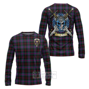 Nairn Tartan Long Sleeve T-Shirt with Family Crest Celtic Skull Style Unisex - Tartan Vibes Clothing