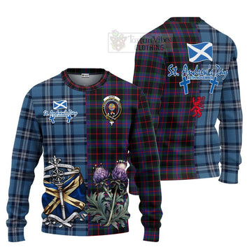 Nairn Tartan Knitted Sweater Happy St. Andrew's Day Half Tartan Style Unisex - Tartan Vibes Clothing