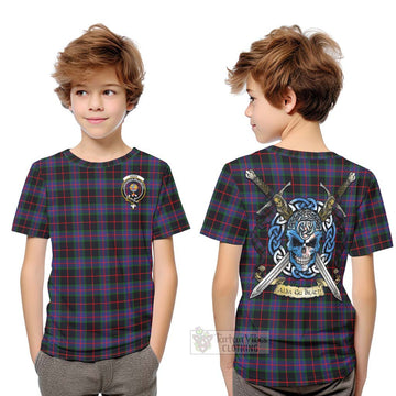 Nairn Tartan Kid T-Shirt with Family Crest Celtic Skull Style Youth XL Size14 - Tartan Vibes Clothing