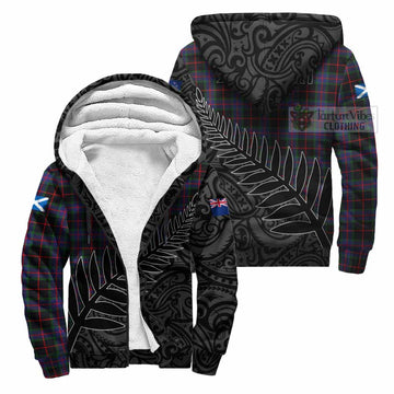 Nairn Crest Tartan Sherpa Hoodie with New Zealand Silver Fern Half Style Unisex S - Tartan Vibes Clothing