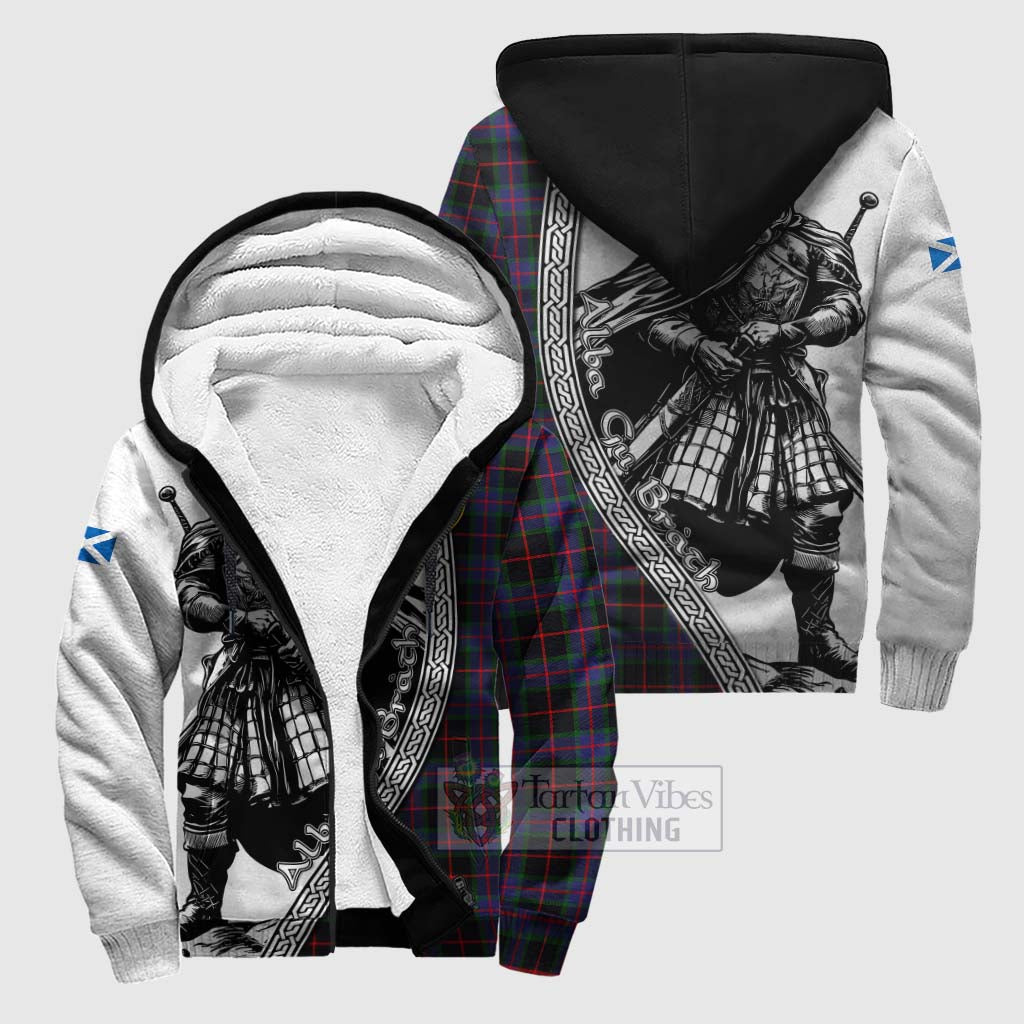 Nairn Tartan Clan Crest Sherpa Hoodie with Highlander Warrior Celtic Style Unisex S - Tartan Vibes Clothing