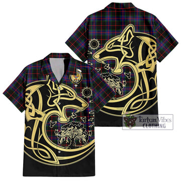 Nairn Tartan Hawaiian Shirt with Family Crest Celtic Wolf Style Kid - Tartan Vibes Clothing