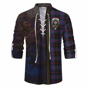 Nairn Tartan Family Crest Ghillie Kilt Shirt Alba Gu Brath Be Brave Lion Ancient Style Men - Tartan Vibes Clothing