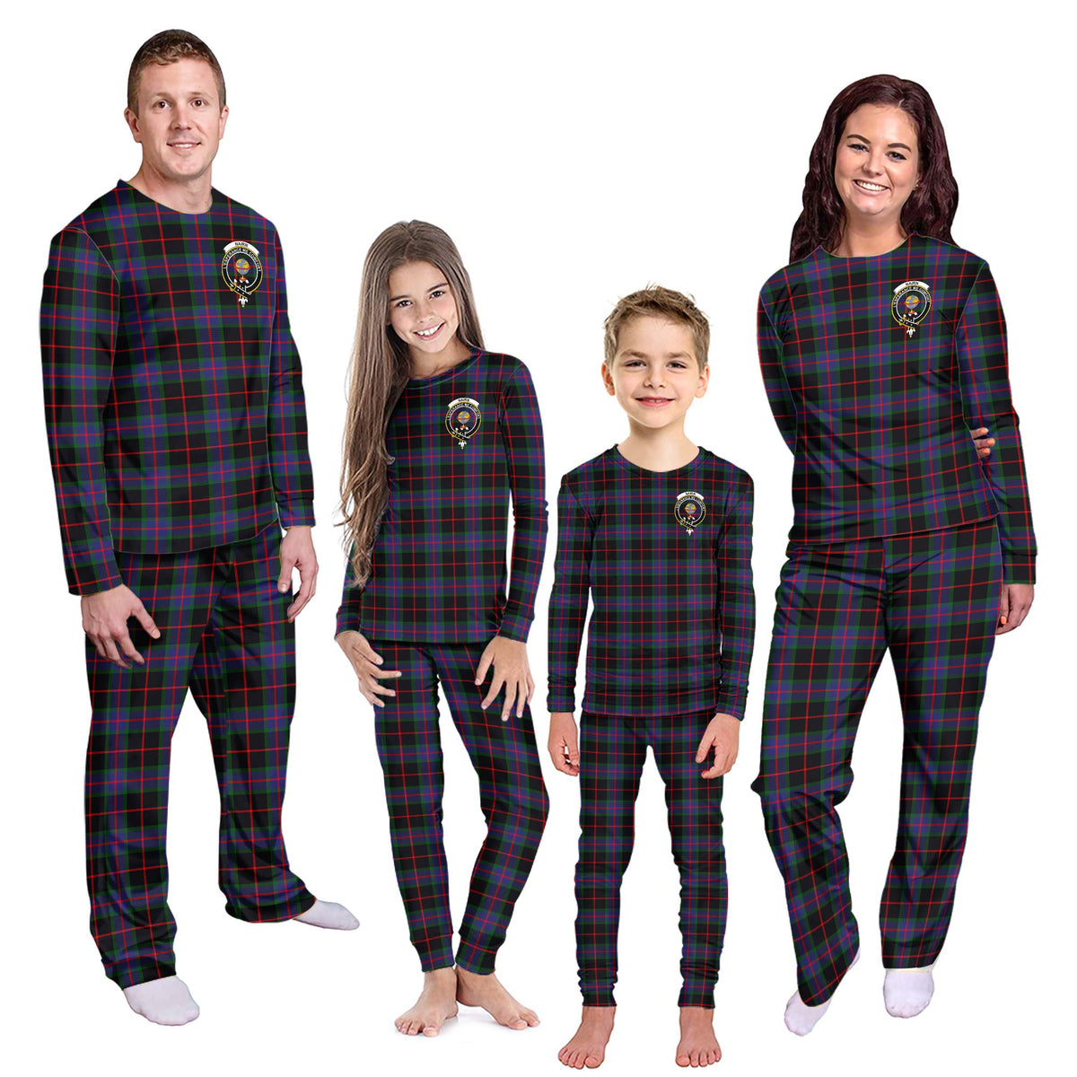 Nairn Tartan Pajamas Family Set with Family Crest Kid - Tartan Vibes Clothing
