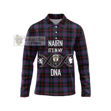 Nairn Tartan Long Sleeve Polo Shirt with Family Crest DNA In Me Style Unisex - Tartan Vibes Clothing