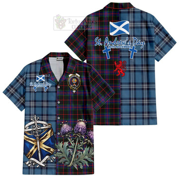Nairn Tartan Hawaiian Shirt Happy St. Andrew's Day Half Tartan Style Kid - Tartan Vibes Clothing