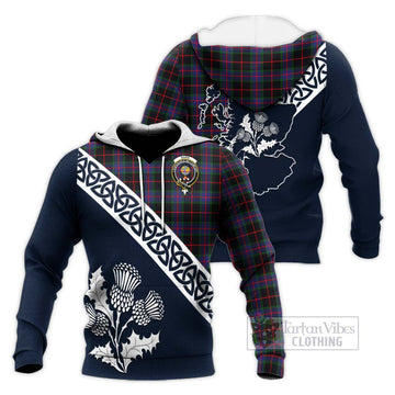 Nairn Tartan Knitted Hoodie Featuring Thistle and Scotland Map Unisex Knitted Pullover Hoodie - Tartan Vibes Clothing