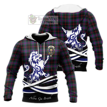 Nairn Tartan Knitted Hoodie with Alba Gu Brath Regal Lion Emblem Unisex Knitted Pullover Hoodie - Tartan Vibes Clothing