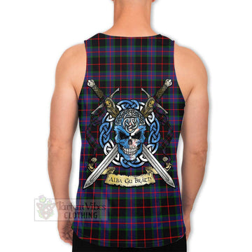 Nairn Tartan Men's Tank Top with Family Crest Celtic Skull Style Men - Tartan Vibes Clothing