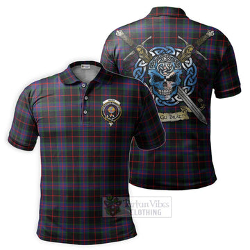 Nairn Tartan Polo Shirt with Family Crest Celtic Skull Style Kid - Tartan Vibes Clothing