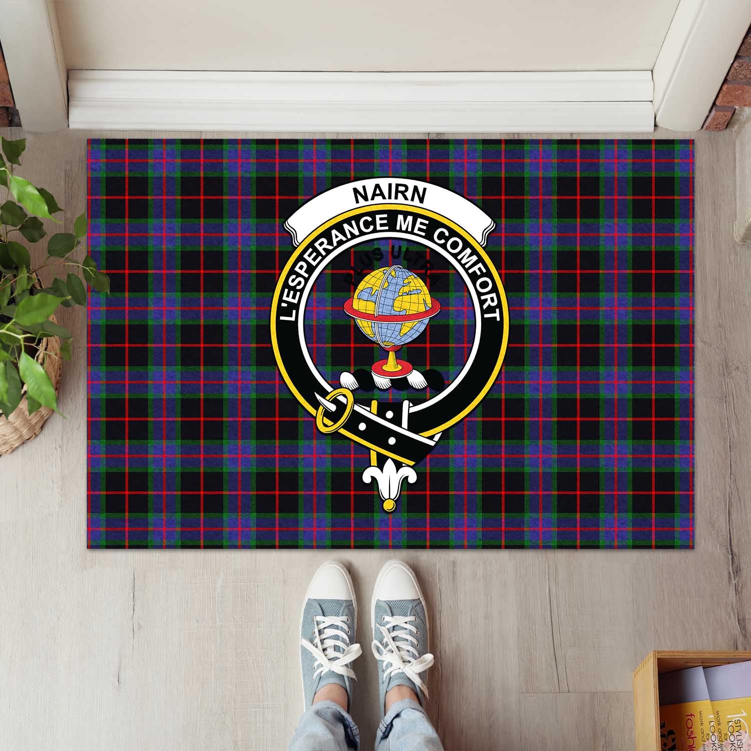 Nairn Tartan Rubber Doormat with Family Crest L 60*90cm - Tartan Vibes Clothing