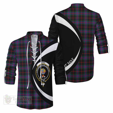 Nairn Tartan Ghillie Kilt Shirt with Family Crest Circle Style Men - Tartan Vibes Clothing