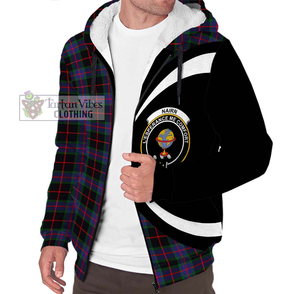 Nairn Tartan Sherpa Hoodie with Family Crest Circle Style Unisex S - Tartan Vibes Clothing