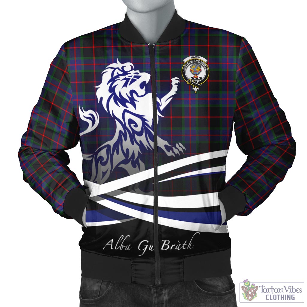 Nairn Tartan Bomber Jacket with Alba Gu Brath Regal Lion Emblem Unisex - Tartan Vibes Clothing