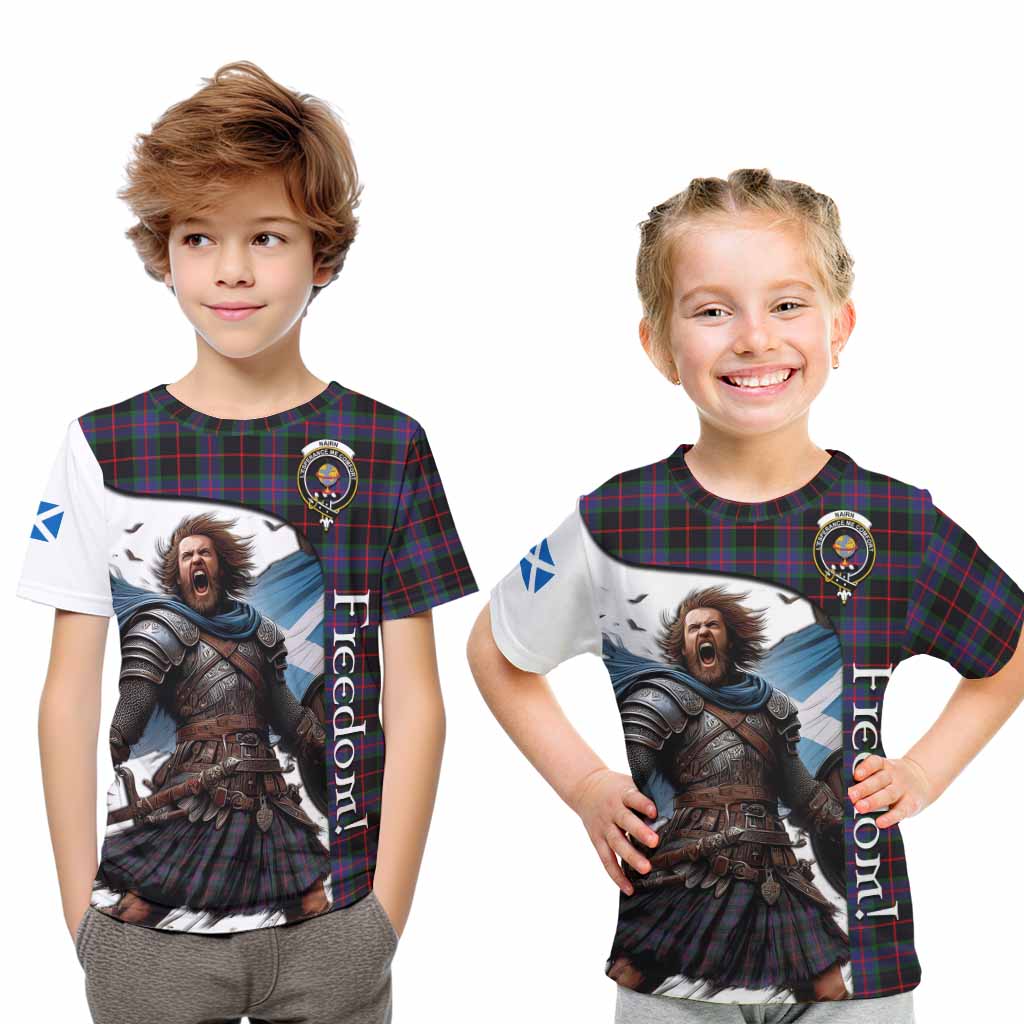 Tartan Vibes Clothing Nairn Crest Tartan Kid T-Shirt Inspired by the Freedom of Scottish Warrior